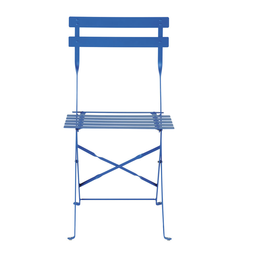 GUINGUETTE - 2 Chaises de jardin pliables en acier bleu