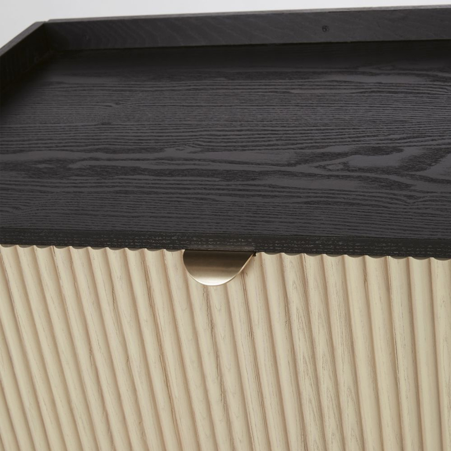BROOKFIELD - Commode 3 tiroirs noire, beige et dorée