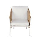 ARUN - Fauteuil de jardin en résine beige et métal blanc