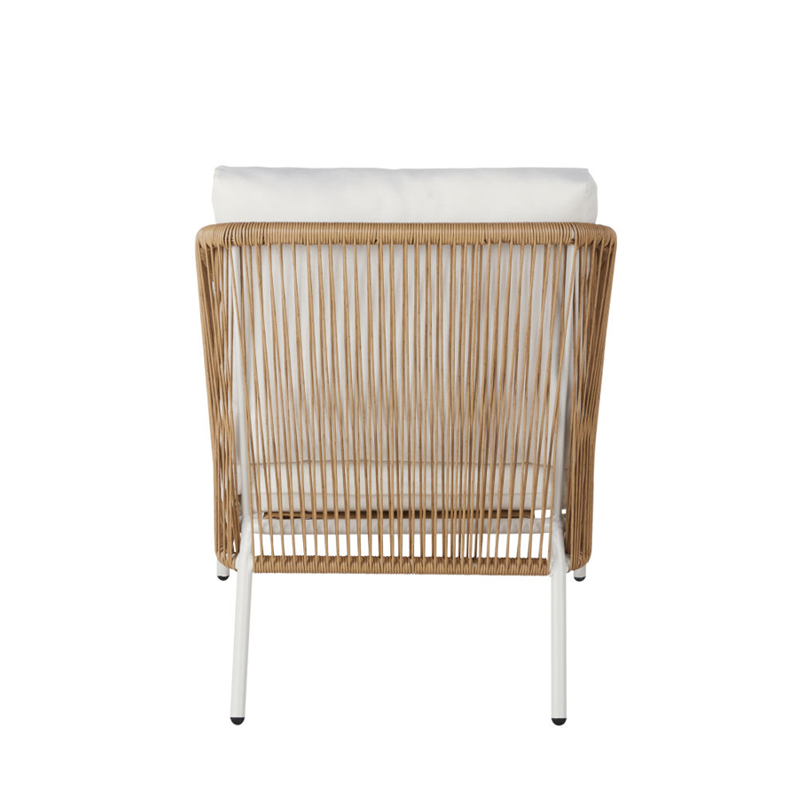 ARUN - Fauteuil de jardin en résine beige et métal blanc