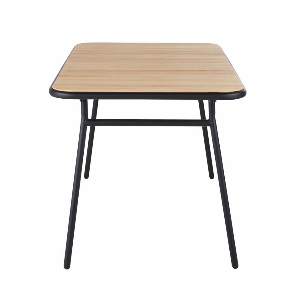 GELI - Table de jardin pliante en bois de hêtre et métal noir 6 personne