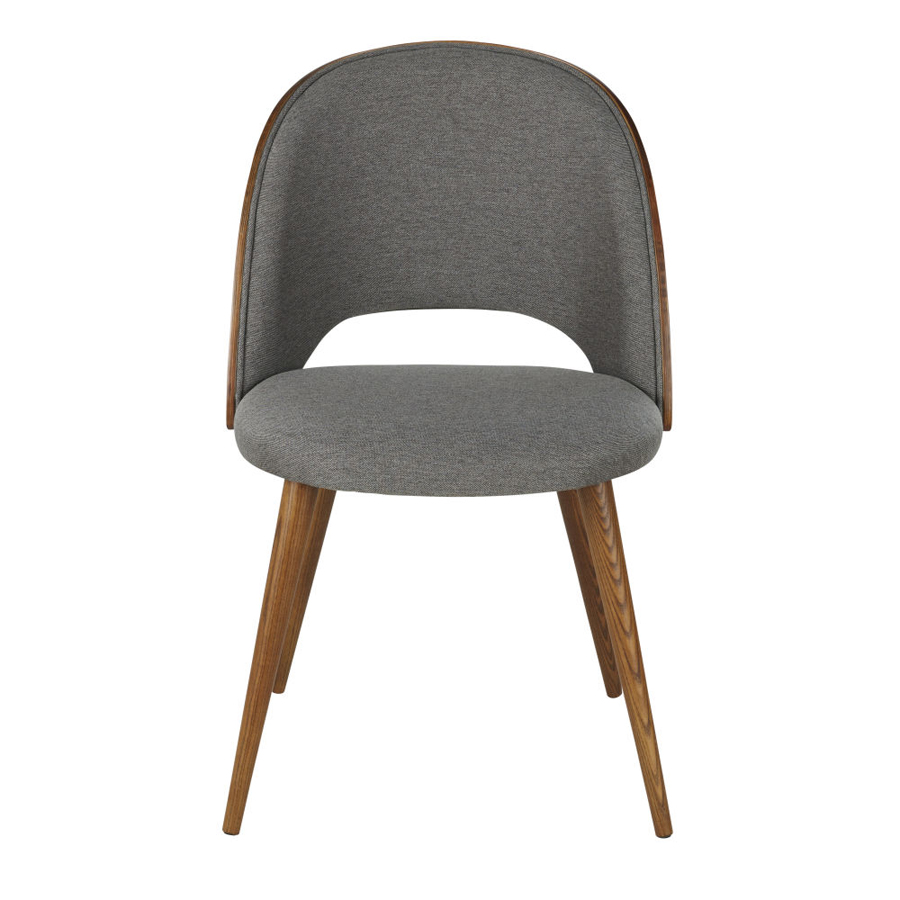 SYSLEY - Chaise grise et pieds en bois de chêne