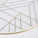 IZMIR - Table basse ronde en marbre blanc et fer doré