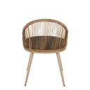ISABEL - Chaise de jardin en résine tressée coloris naturel et métal imitation bois
