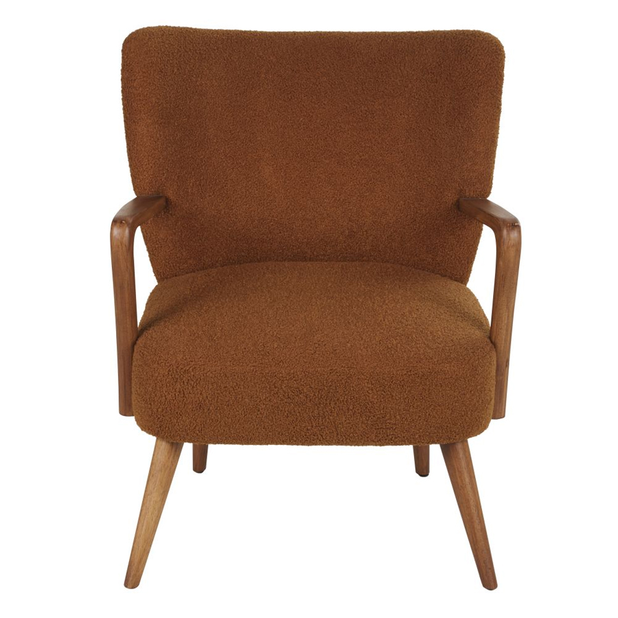 Fauteuil Meyer en Bouclettes Rouille avec Pieds en Bois pour Salon à Dakar, Sénégal