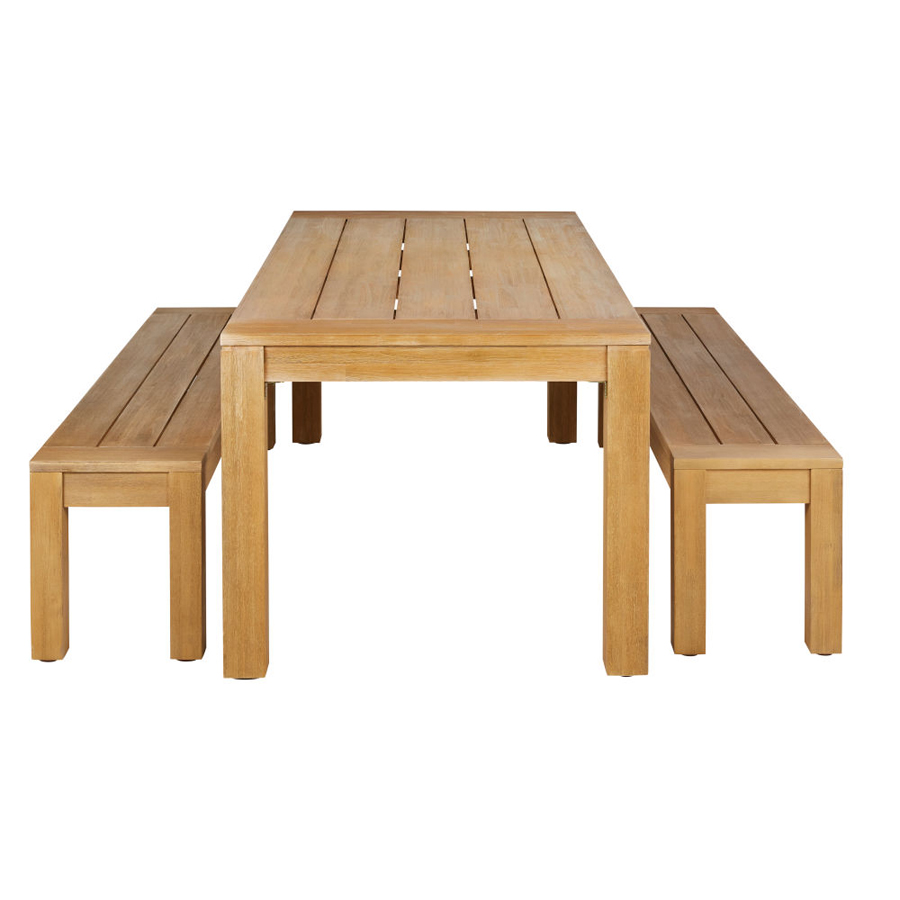 ELSIE - Ensemble table de jardin et 2 bancs en bois d'acacia