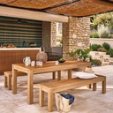 ELSIE - Ensemble table de jardin et 2 bancs en bois d'acacia