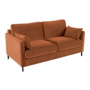 JULIAN - Canapé convertible 2/3 places en velours orange écureuil, matelas 10 cm