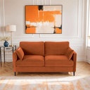 JULIAN - Canapé convertible 2/3 places en velours orange écureuil, matelas 10 cm