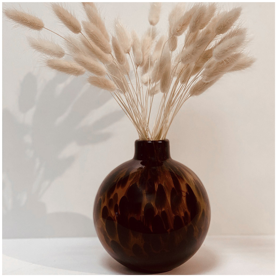 LEOPARD - Vase rond en verre marron