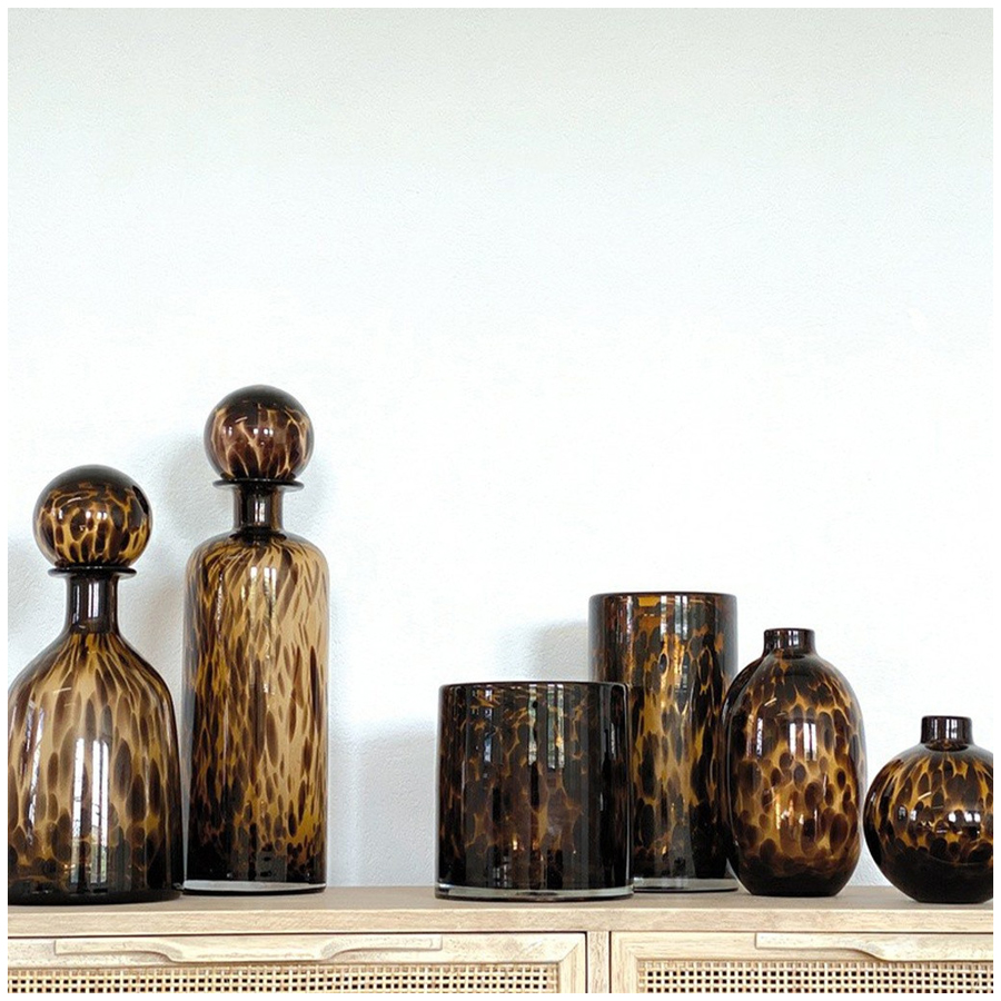 LEOPARD - Vase rond en verre marron