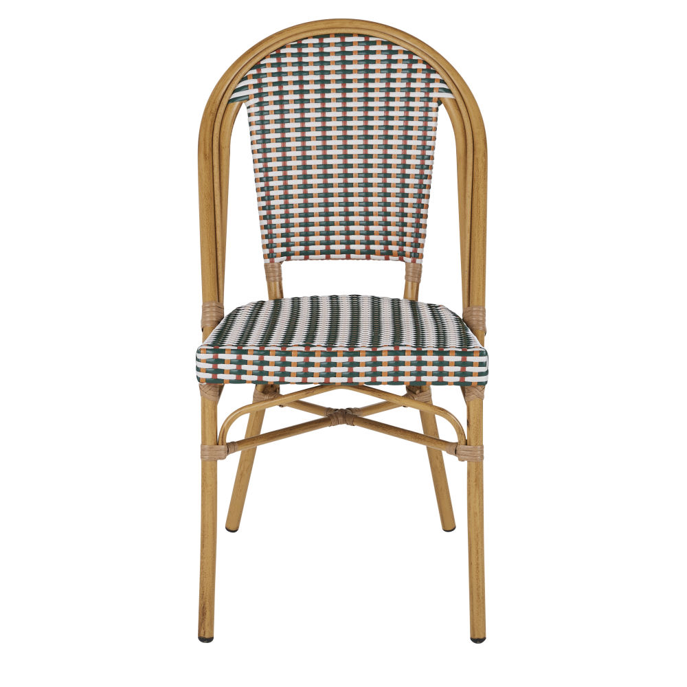 Chaise de jardin professionnelle Kafe Business en résine tressée beige et acier noir, disponible à Dakar, Sénégal