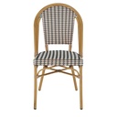 Chaise de jardin professionnelle Kafe Business en résine tressée beige et acier noir, disponible à Dakar, Sénégal