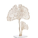 Ornement sur socle 36x10x48 cm FEUILLE or + marbre blanc
