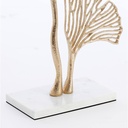 Ornement sur socle 36x10x48 cm FEUILLE or + marbre blanc