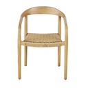 Chaise à dîner Luanda Business de jardin professionnelles en bois d'acacia et résine tressée recyclée beige