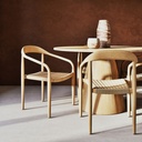 Chaise à dîner Luanda Business de jardin professionnelles en bois d'acacia et résine tressée recyclée beige