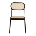 Chaise Alba en acier noir et bois de bouleau avec rotin synthétique