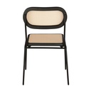 Chaise Alba en acier noir et bois de bouleau avec rotin synthétique