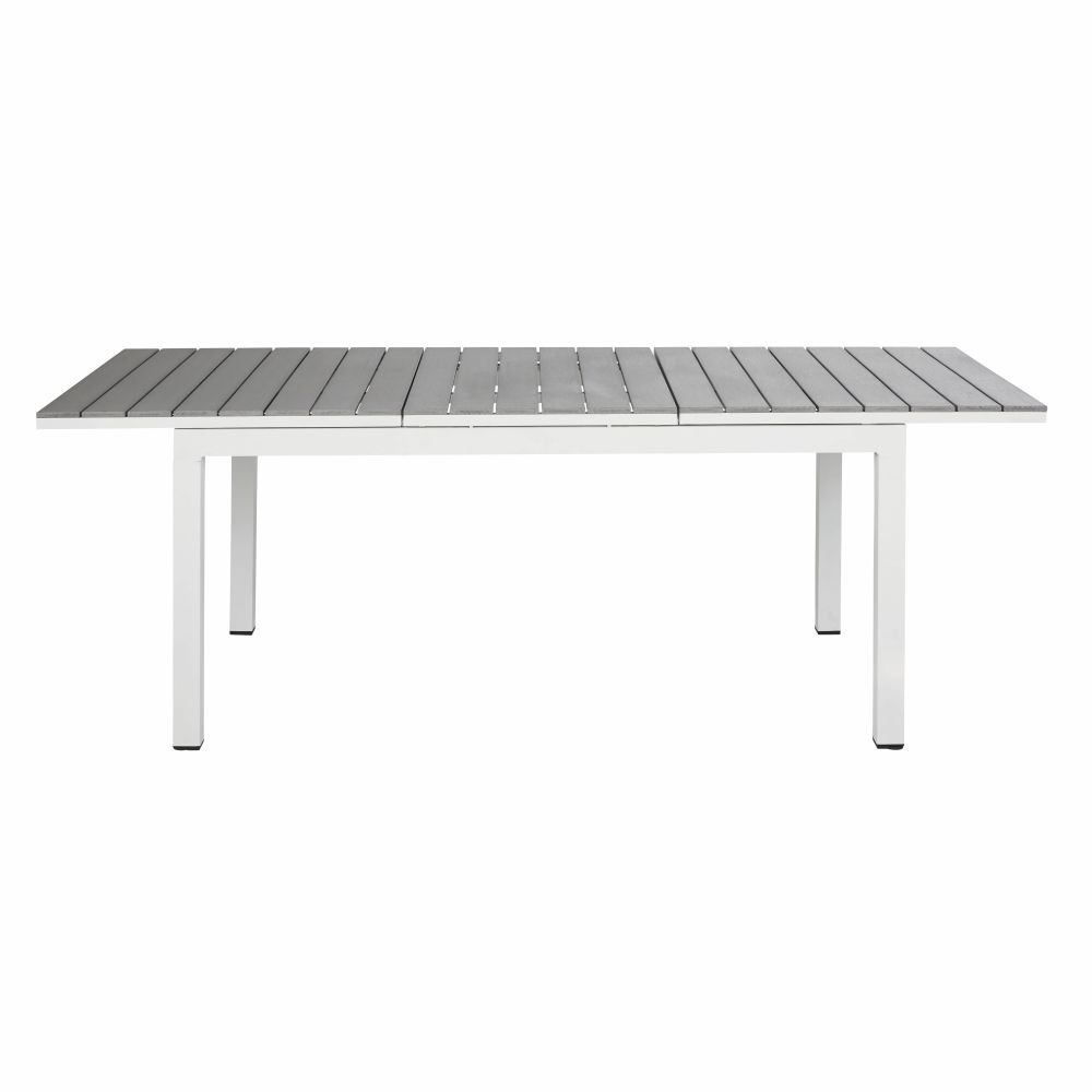 Style contemporain - Table grise extensible pour déjeuners en plein air au Sénégal