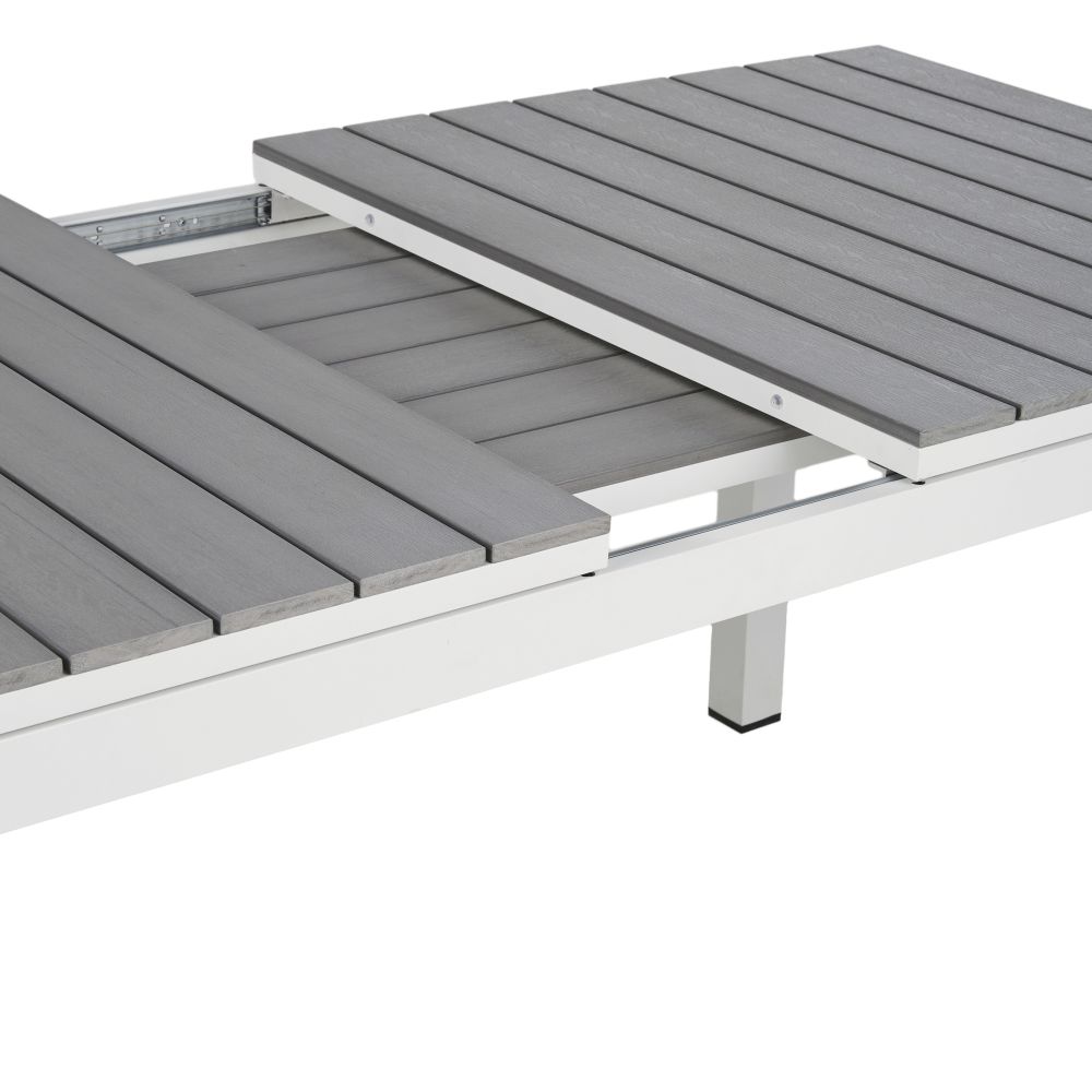 Table de jardin extensible en aluminium imitation bois gris clair et anthracite pour 6 à 8 personnes à Dakar, Sénégal