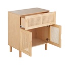 Petit meuble de rangement Asir 2 portes 1 tiroir cannage en pin