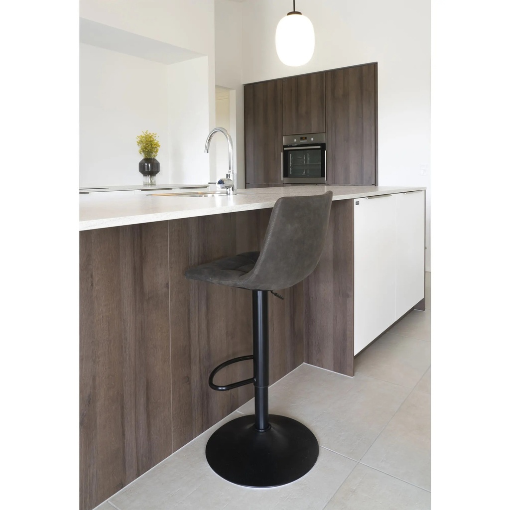 Chaise de bar en cuir marron et métal coloris noir
