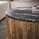Tables basses demi-lune marbre noir et bois