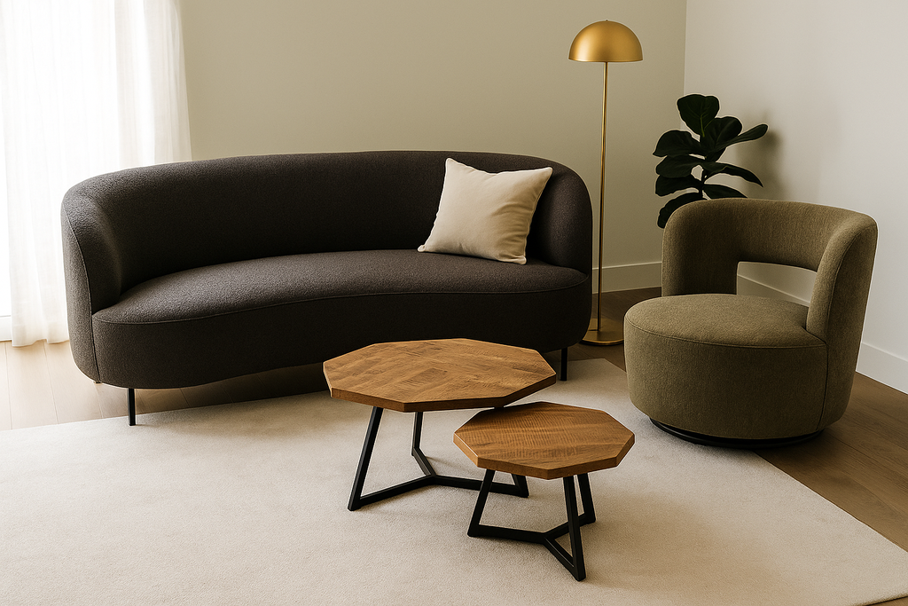Fauteuil Eliza pivotant en tissu vert kaki