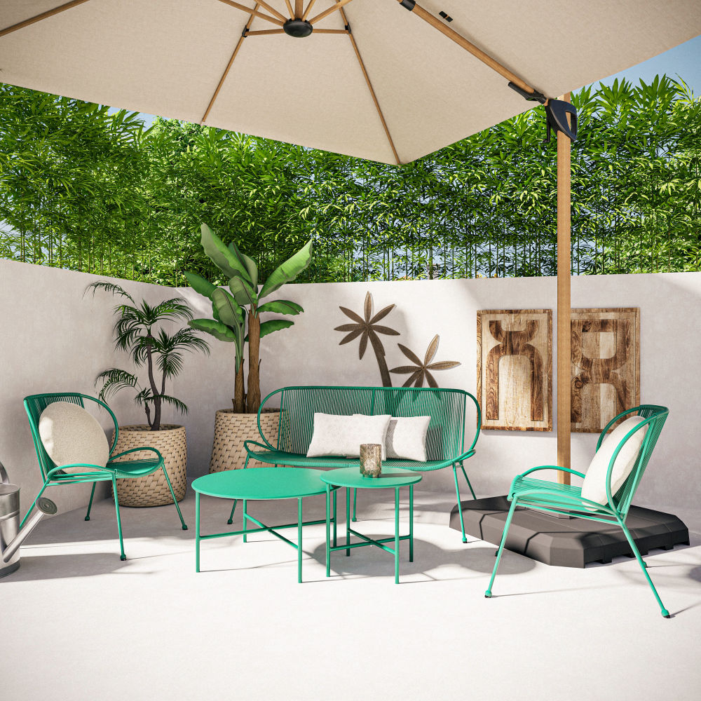 Salon de jardin Nosara 4 places en résine et métal verts