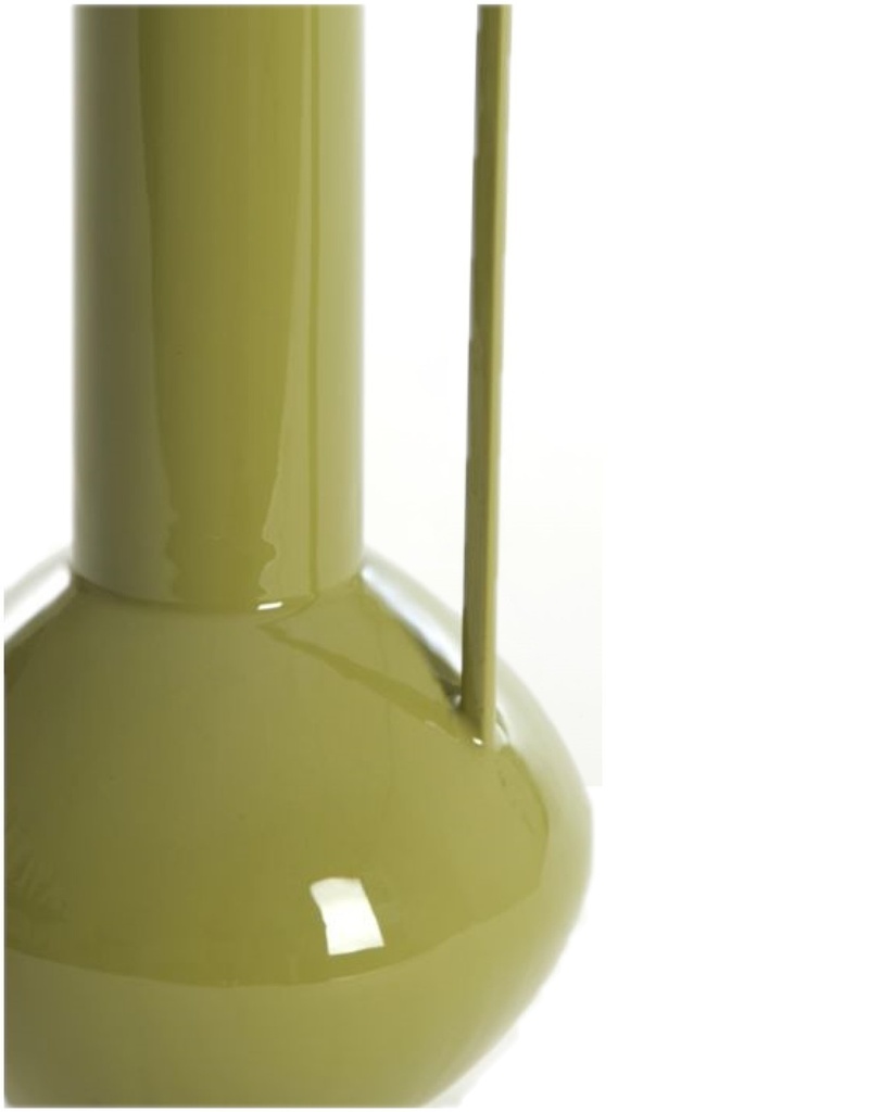 Vase Panzano en métal vert olive brillant