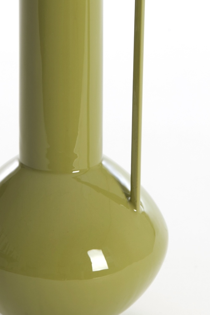 Vase Panzano en métal vert olive brillant PM