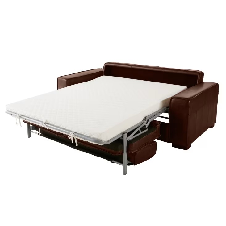 Canapé convertible Colonel 3 places en cuir marron