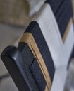 Fauteuil bas Swahi en bois de manguier et coton beige, noir et marron