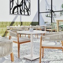 Duo de Fauteuil à dîner de jardin Albane en bois d'acacia et polyester recyclé écru