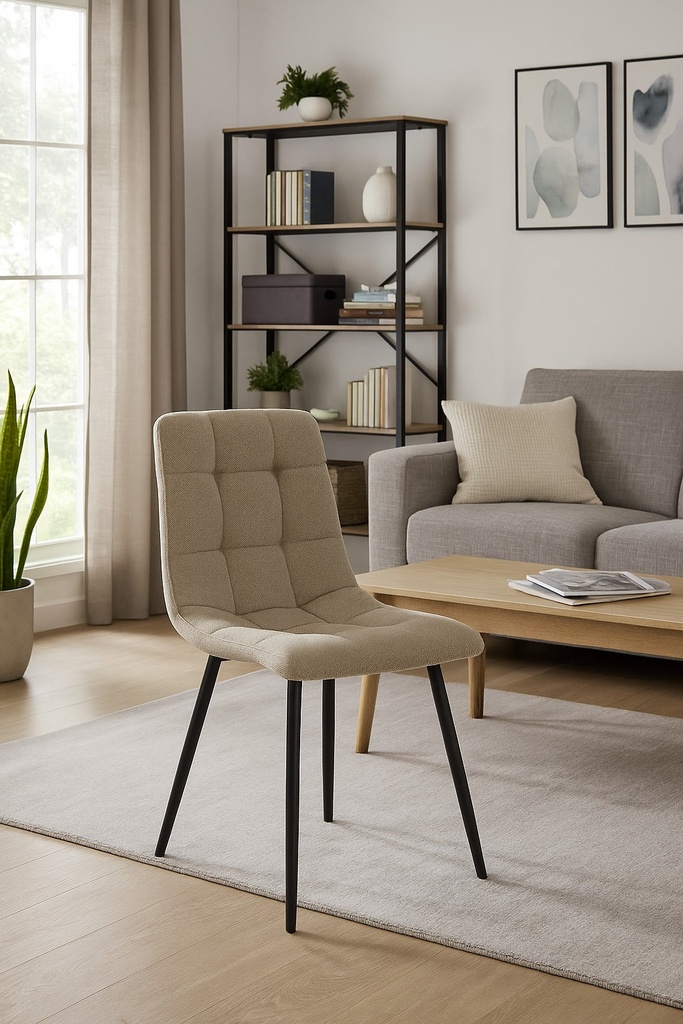 Chaise Alice en tissu texturé marron beige