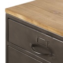 Caisson de bureau Wayne à roulettes en métal gris et sapin massif vieillis