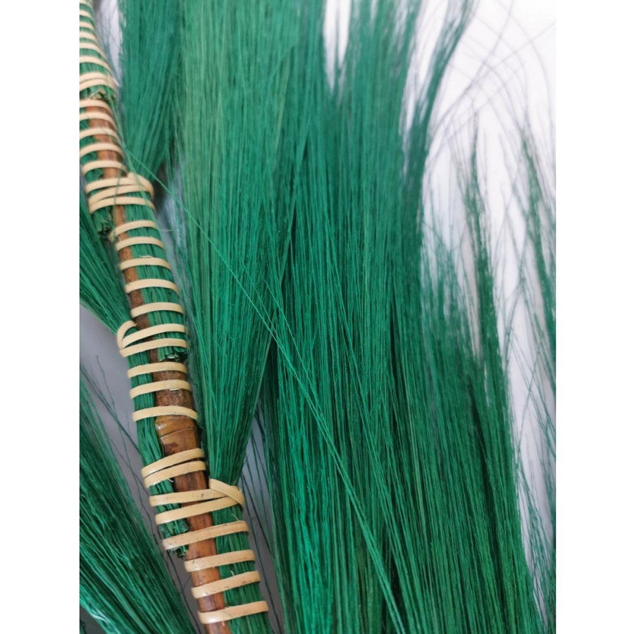 Plume décorative sur tige de bambou fleur de rayung vert émeraude 20x8x200 cm