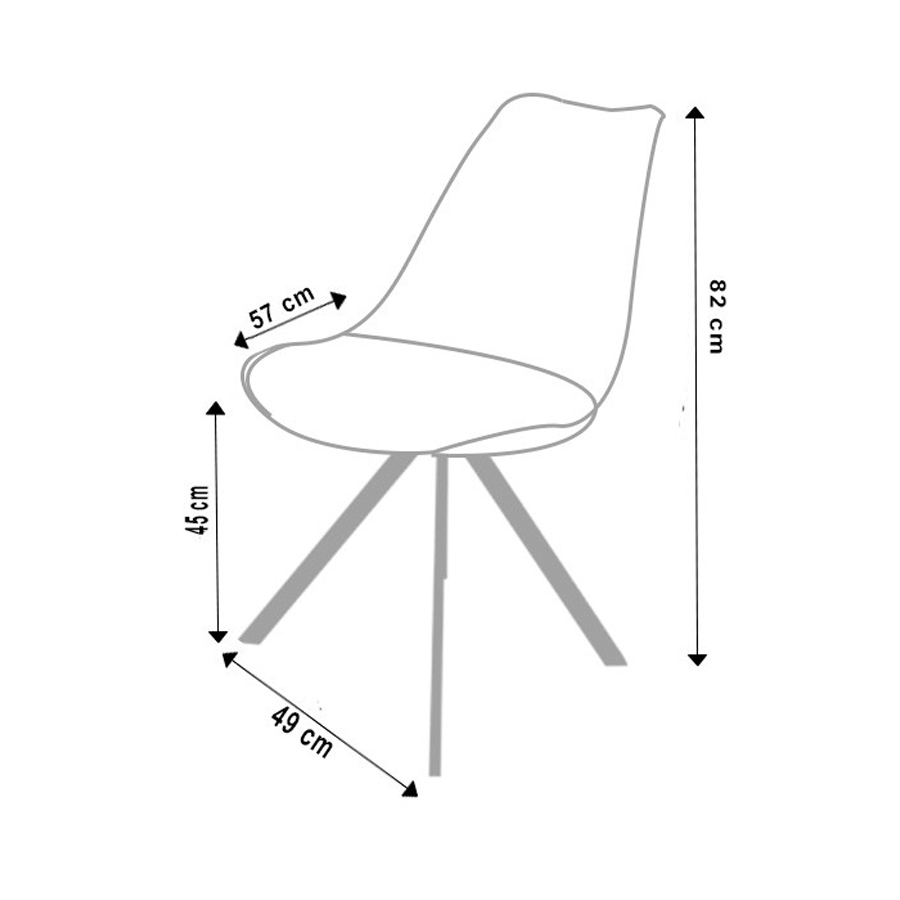 JULIA - Chaise de salle à manger en plastique avec coussin taupe