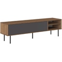 AMPÈRE - Meuble TV Noyer et gris anthracite avec abattant L165x47,9