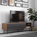 AMPÈRE - Meuble TV Noyer et gris anthracite avec abattant L165x47,9