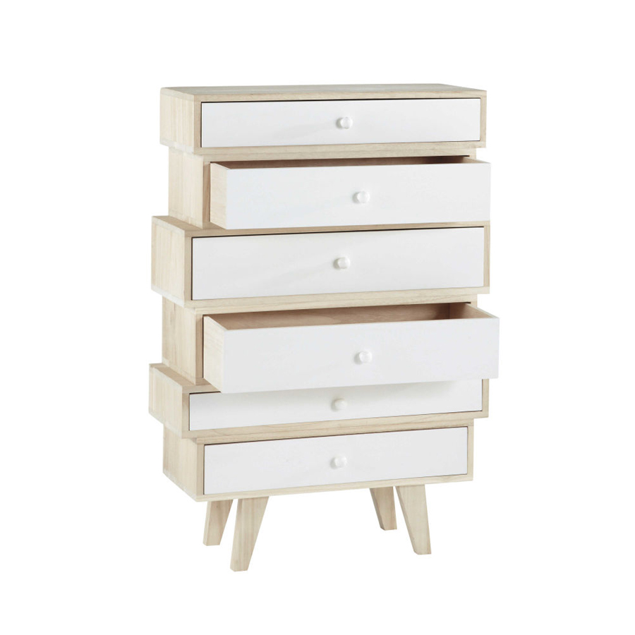 Semainier SPRING, meuble scandinave 6 tiroirs en bois blanc, Dakar Sénégal
