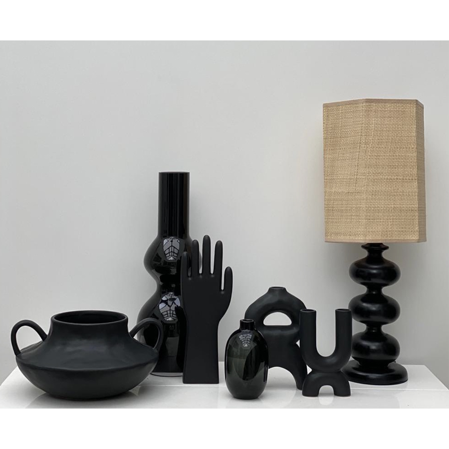 NOMADE - Vase en grès cérame noir 14x21 cm