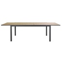 DOOLIN - Table de jardin extensible en aluminium coloris imitation teck et gris anthracite 8/12 personnes L180/270