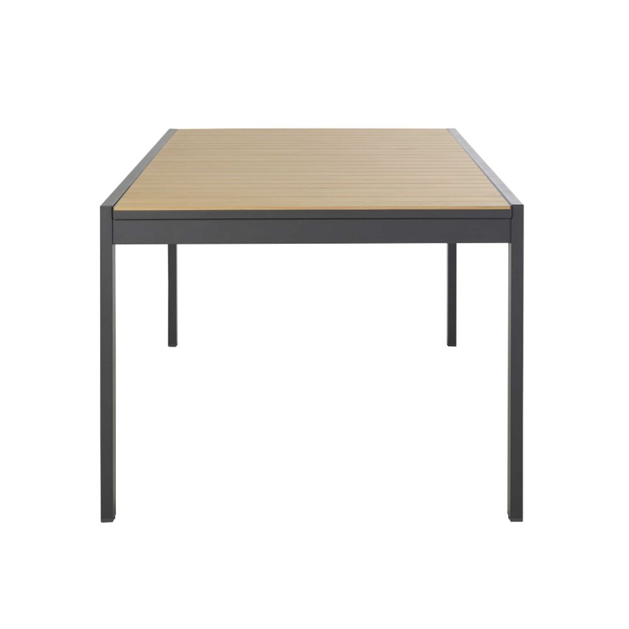 DOOLIN - Table de jardin extensible en aluminium coloris imitation teck et gris anthracite 8/12 personnes L180/270