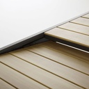 DOOLIN - Table de jardin extensible en aluminium coloris imitation teck et gris anthracite 8/12 personnes L180/270