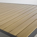 DOOLIN - Table de jardin extensible en aluminium coloris imitation teck et gris anthracite 8/12 personnes L180/270
