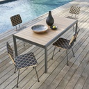 DOOLIN - Table de jardin extensible en aluminium coloris imitation teck et gris anthracite 8/12 personnes L180/270