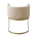Fauteuil Requiem, en velours taupe avec pieds en acier coloris laiton, design élégant, disponible à Dakar, Sénégal