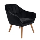 FELIZ - Fauteuil en velours noir, pieds naturels